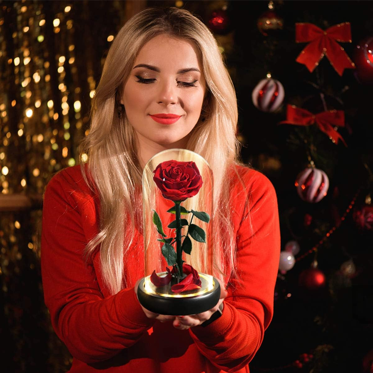 Christmas Rose Gifts for Women,Birthday Gifts,Brightly Coloured Real Eternal Ros