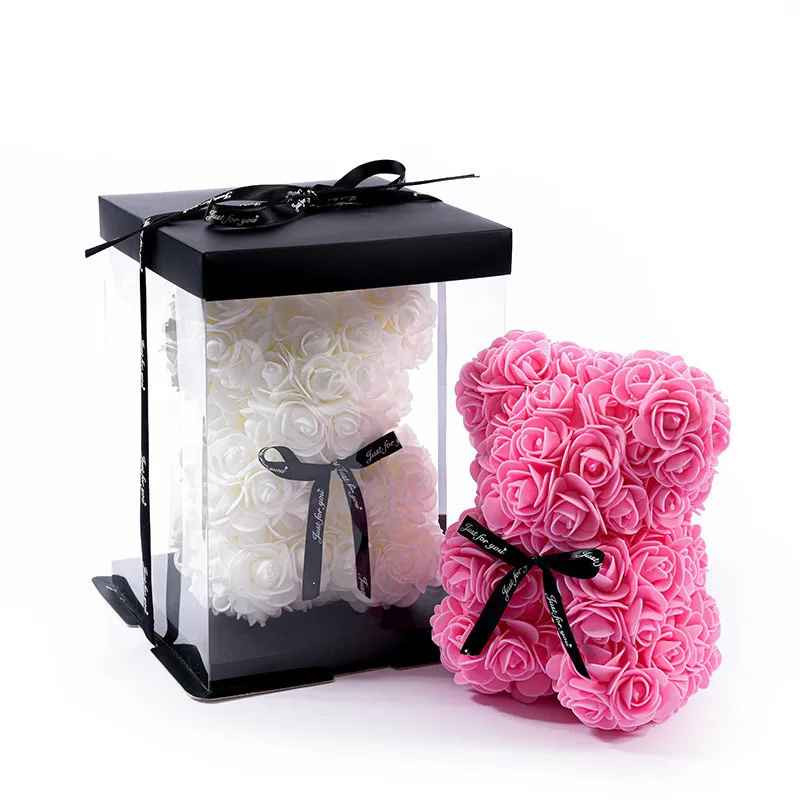 Wedding Rose Teddy Bear With Box For Women Valentines Girlfriend Birthday Gifts
