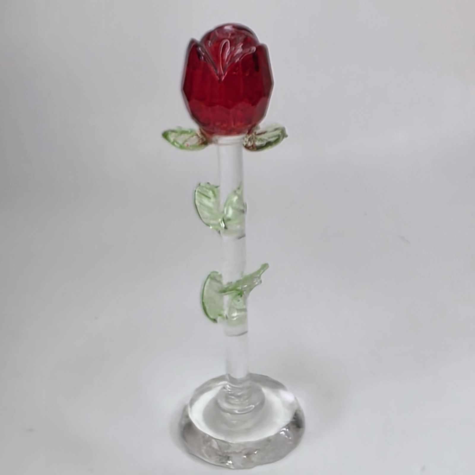 Glass Rose 6″ Six INCH BEAUTIFUL PAINTED GLASS ROSE FLOWER – CLEAR BASE