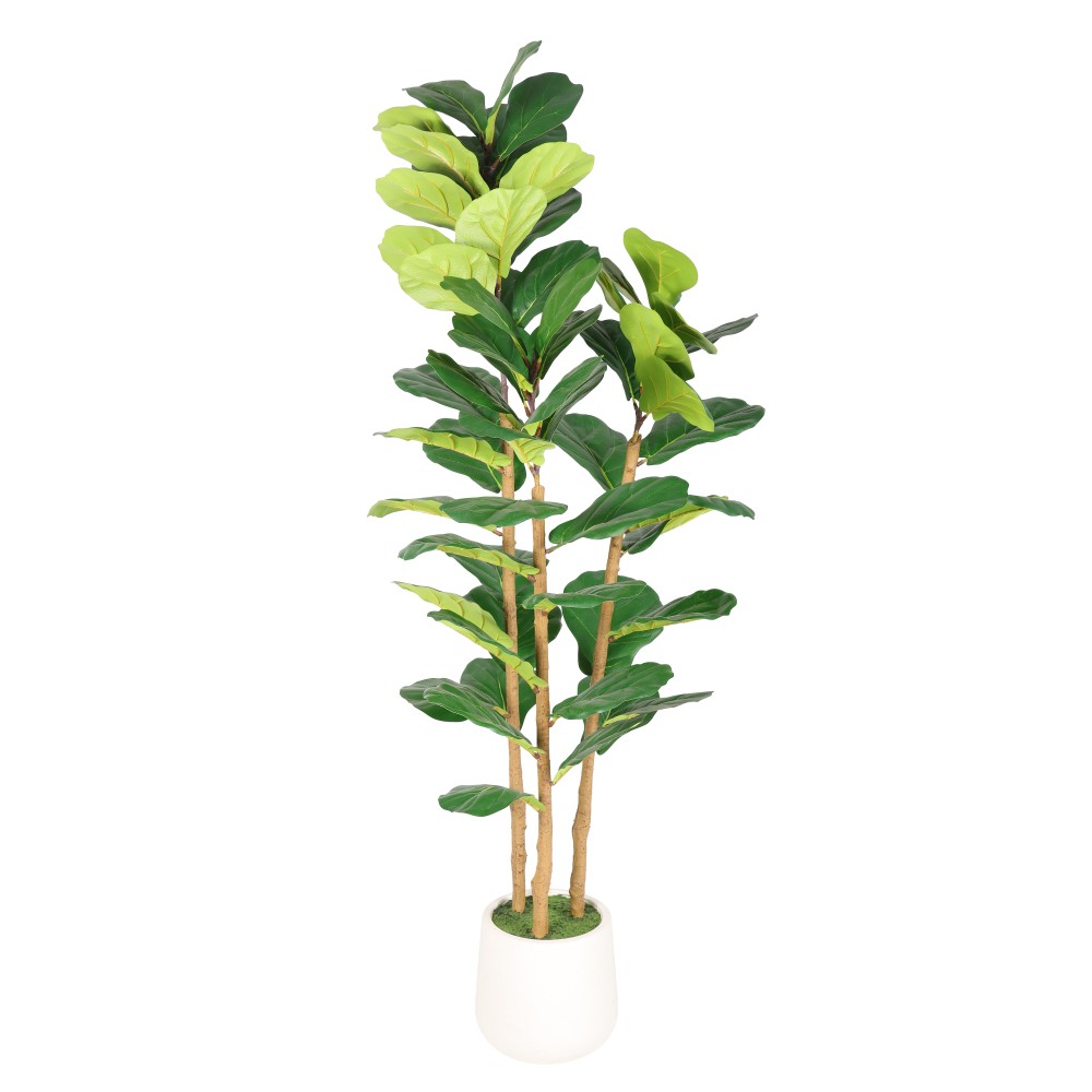 Artificial Fiddle Leaf Fig Tree 5.2ft Faux Plant With White Pot Indoor