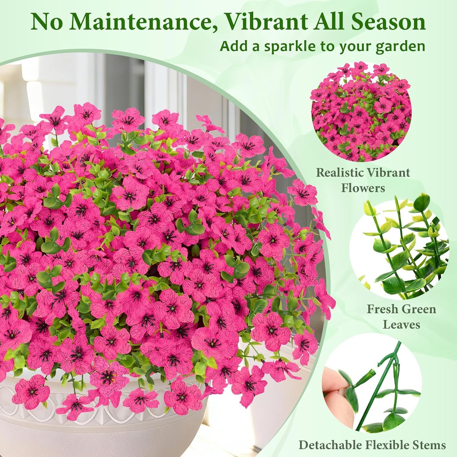 Artificial Flowers for Outdoors, 18 Bundles Artificial Plants & Flowers Outdoor,