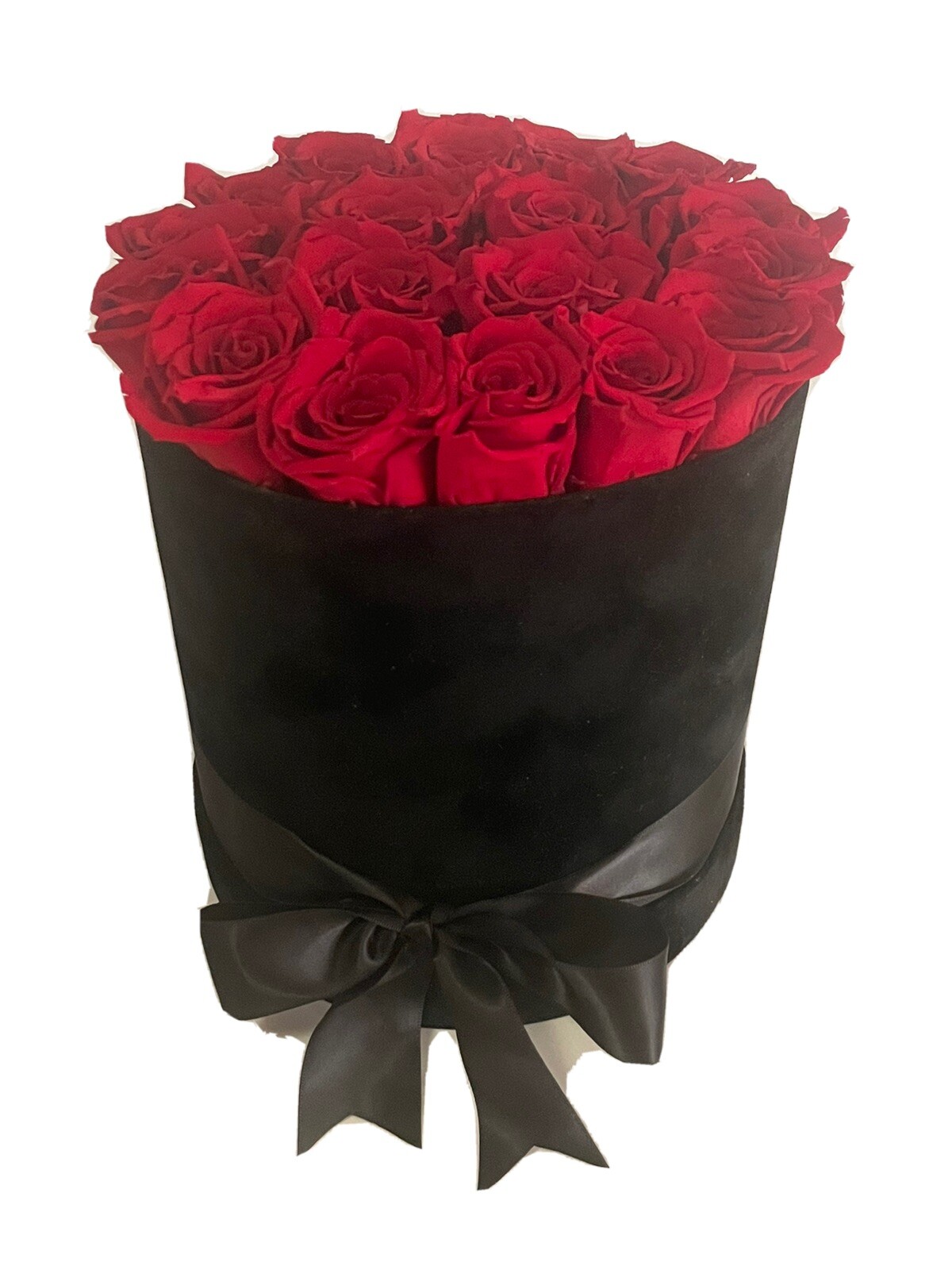 Black Velvet Round Box – Red Rose