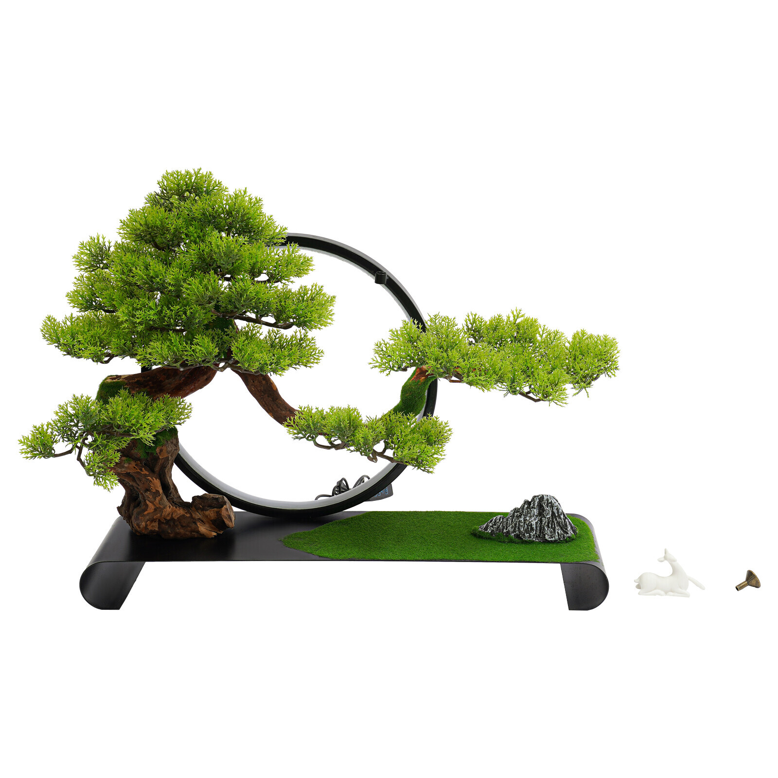 Zen Artificial Pine Tree with LED Light Ring for Backflow Incense
