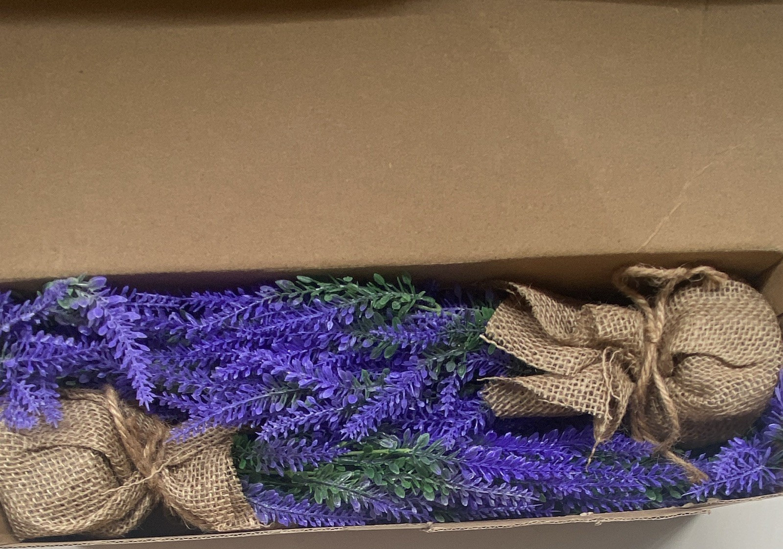 FunouHome 2pcs Artificial Lavender Bouquet w/ Base Purple/Green/Beige 11in