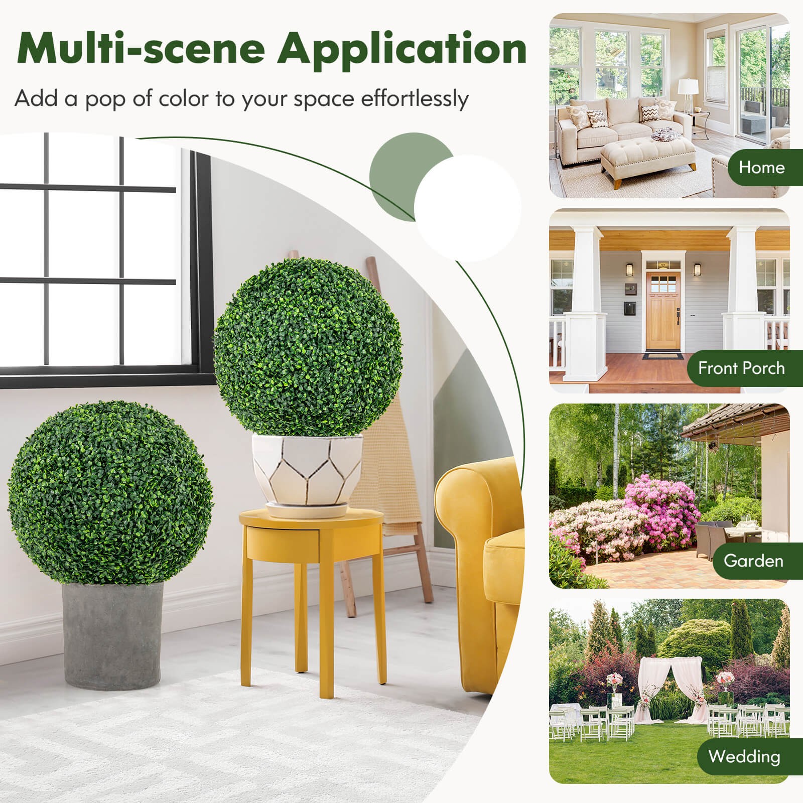 2 PCS 20″ Artificial Boxwood Topiary Balls Sun-protective Round Greenery Bushes