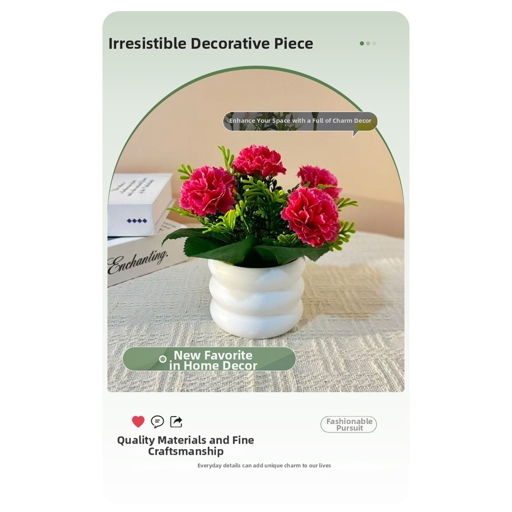 Silk Carnation Flower Arrangement 5 Pack for Living Room Bedroom Decor