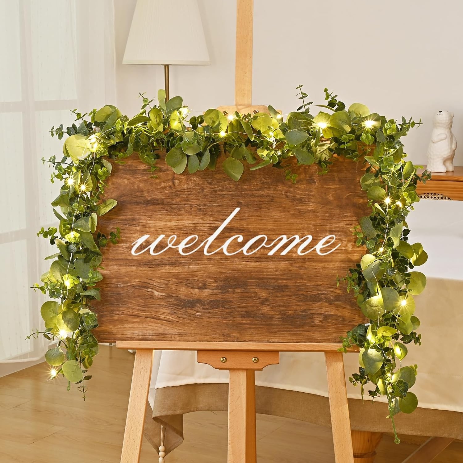 Packs 6FT Artificial Eucalyptus Garland with LED Light String, Faux Greenery