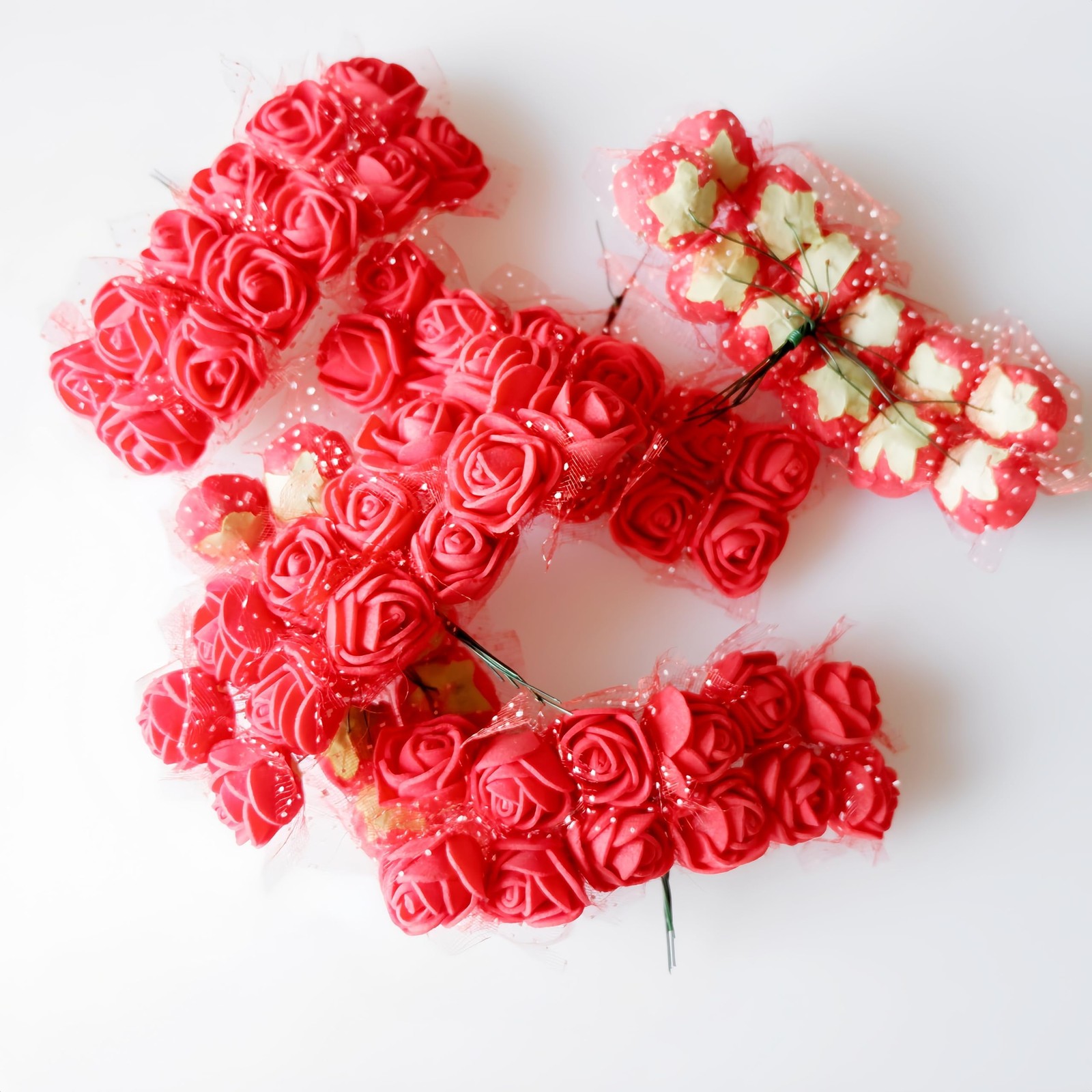 Mini Foam Roses Artificial Flowers Bulk 144 PCS Red Small Head Craft Decor
