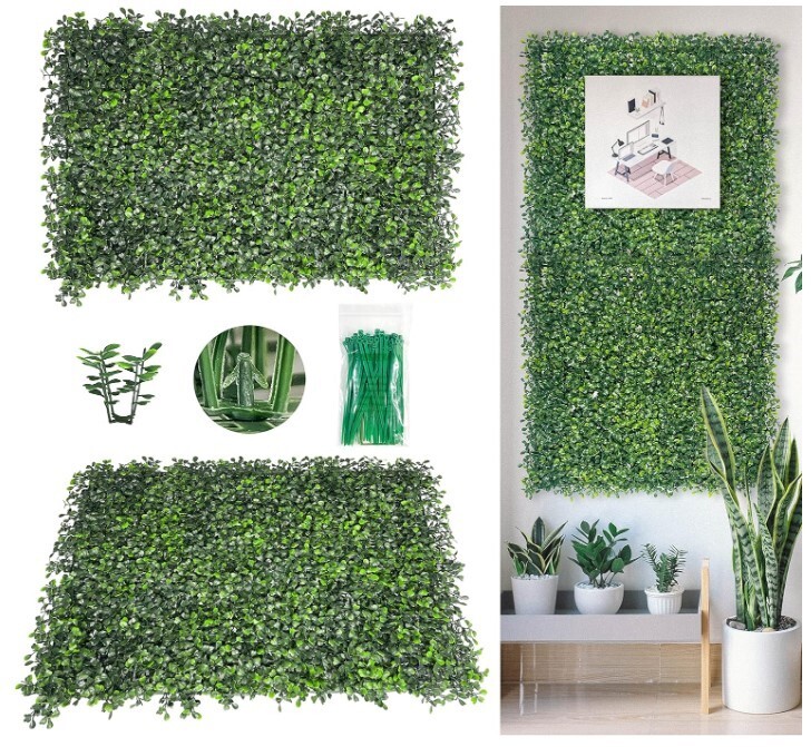Artificial Boxwood Panels Faux Plant 24″x 16″ (24pc) 4-Layer Leaves Garden Fence