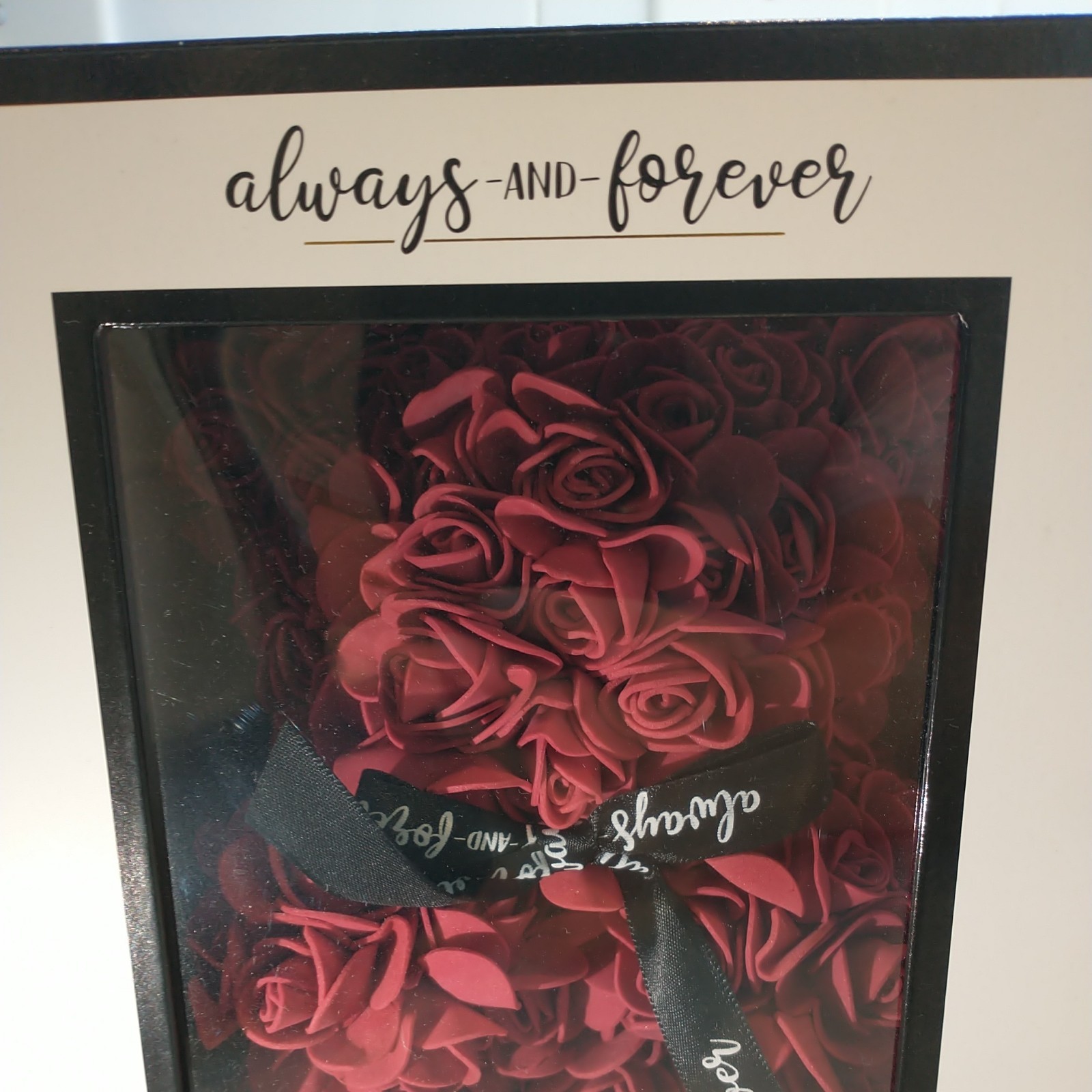 Always And Forever Flower TEDDY BEAR Handmade Foam Red Roses Love Valentine NEW