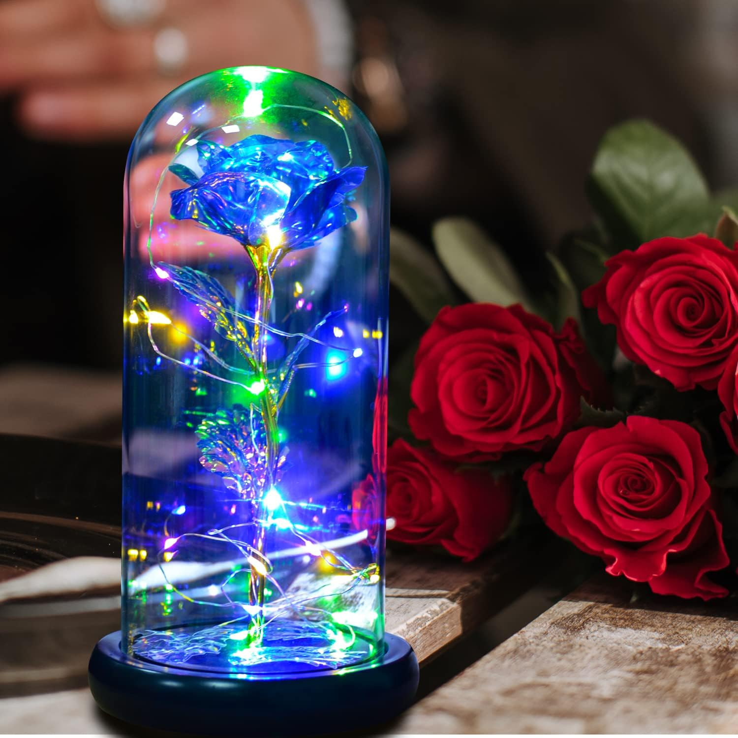 Beauty and Beast Rose,Galaxy Flower Rose Gift for Girlfriend，Glass Flower Roses，
