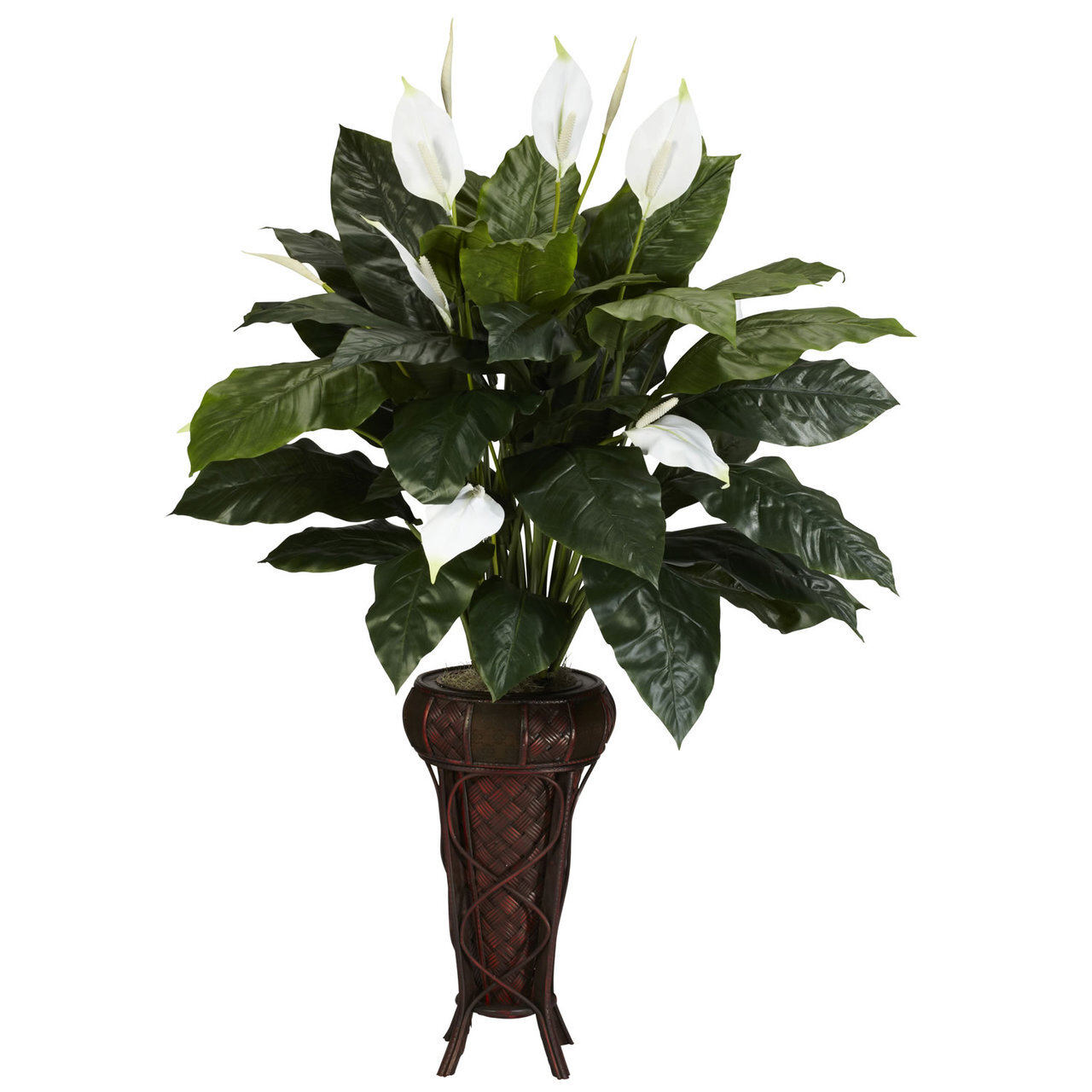 HUGE 57″ ARTIFICIAL SILK FAKE PEACE LILY SPATHIPHYLLUM PLANT w/ PLANTER POT