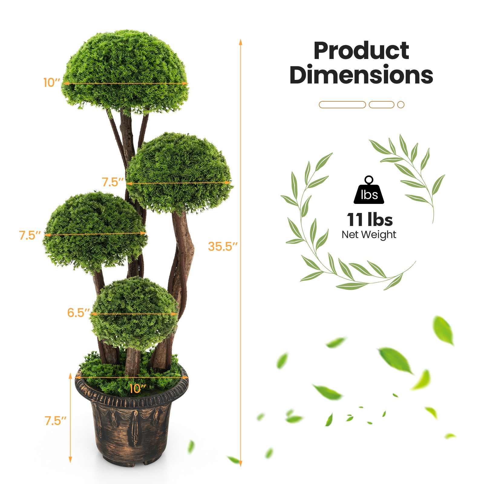 3FT Artificial Tree w/ Exquisite Mushroom Shape&Abundant Leaves&Realistic Trunks