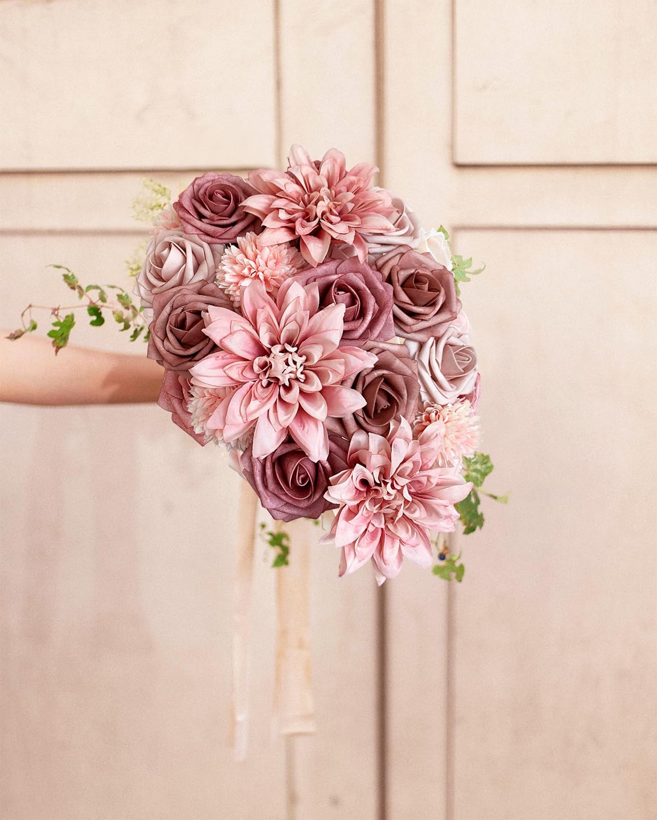 Dusty Roses Artificial Flowers Pink Fake Flower Bulk for DIY Wedding Bouquet …