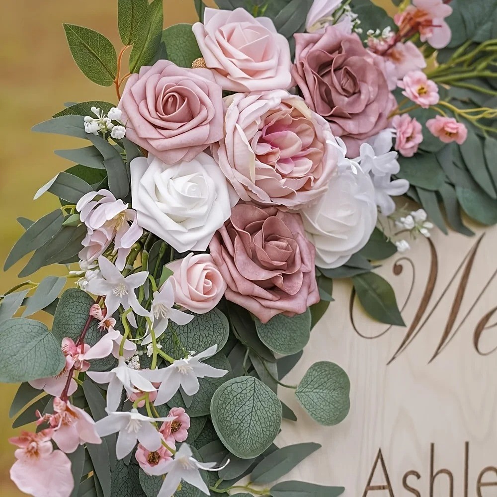 2pcs Wedding Decoration Flowers, Artificial Rose Wreaths,Suitable for Outdoor