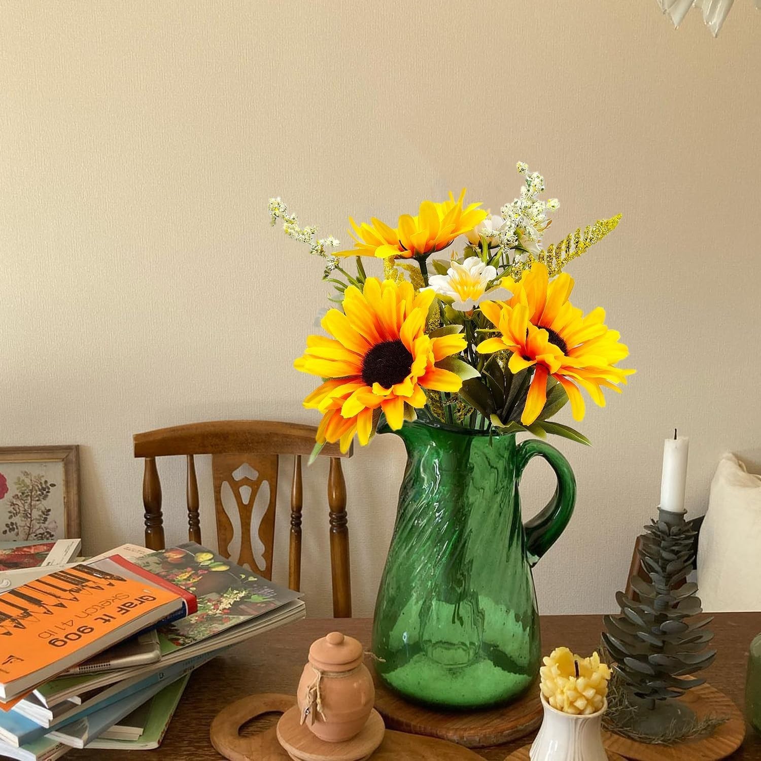 Girasoles Artificiales Decoration home Sunflowers Hogar Espiga Tres Girasoles US