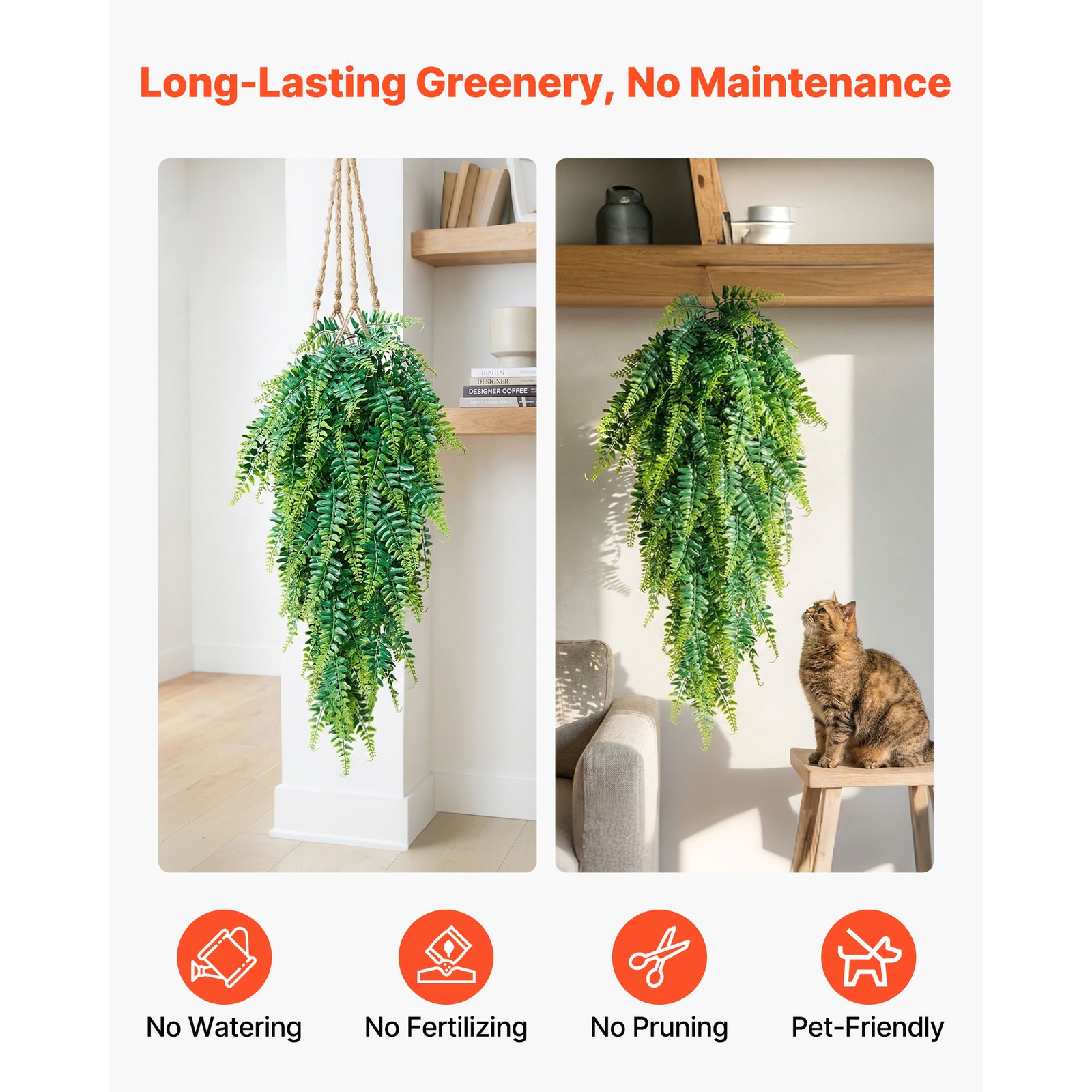 Uimoso 32″ Artificial Hanging Boston Fern Bush for Wall and Event Decor, 12 Pcs