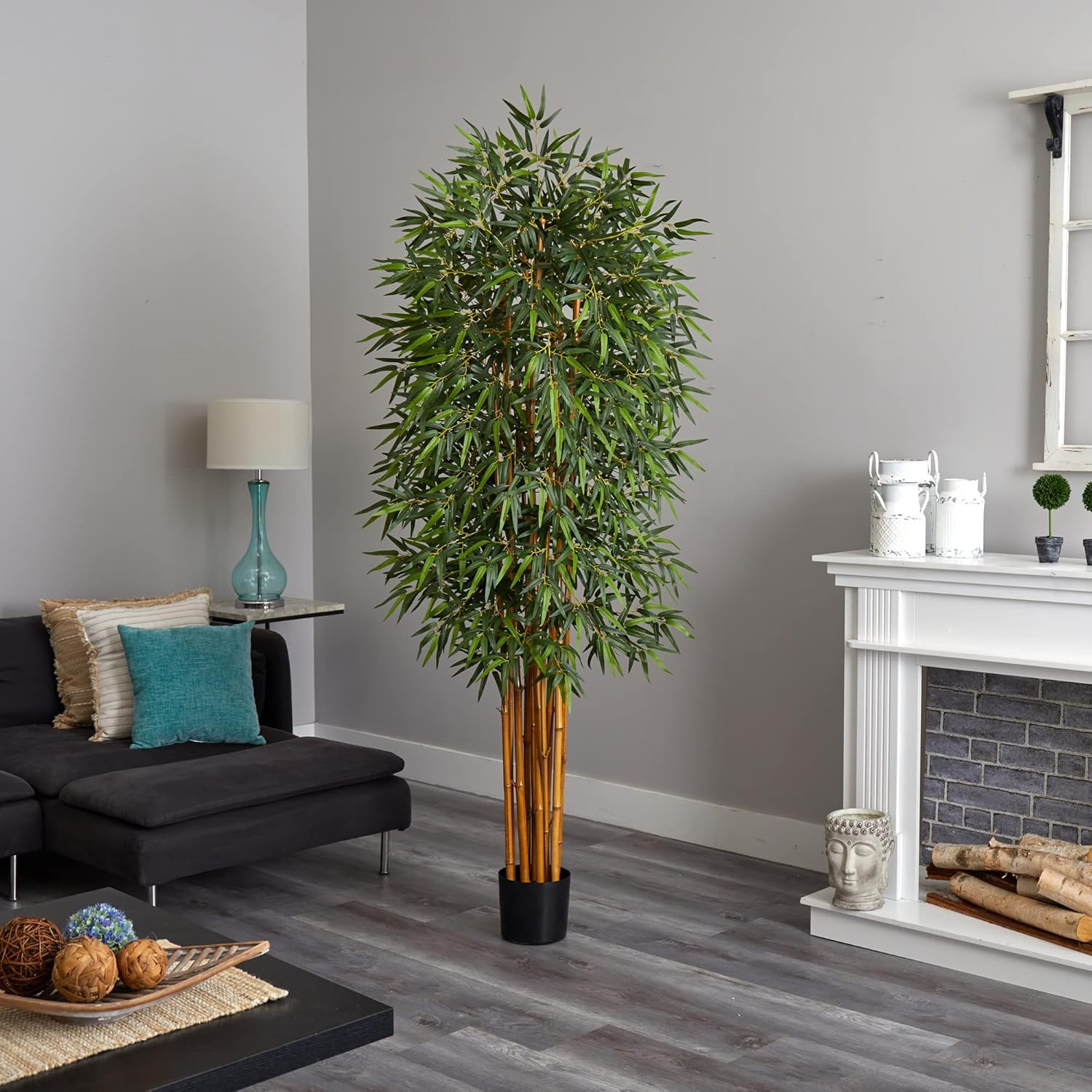 Lifelike 7Ft Curved Bamboo Silk Tree for Home or Office Decor