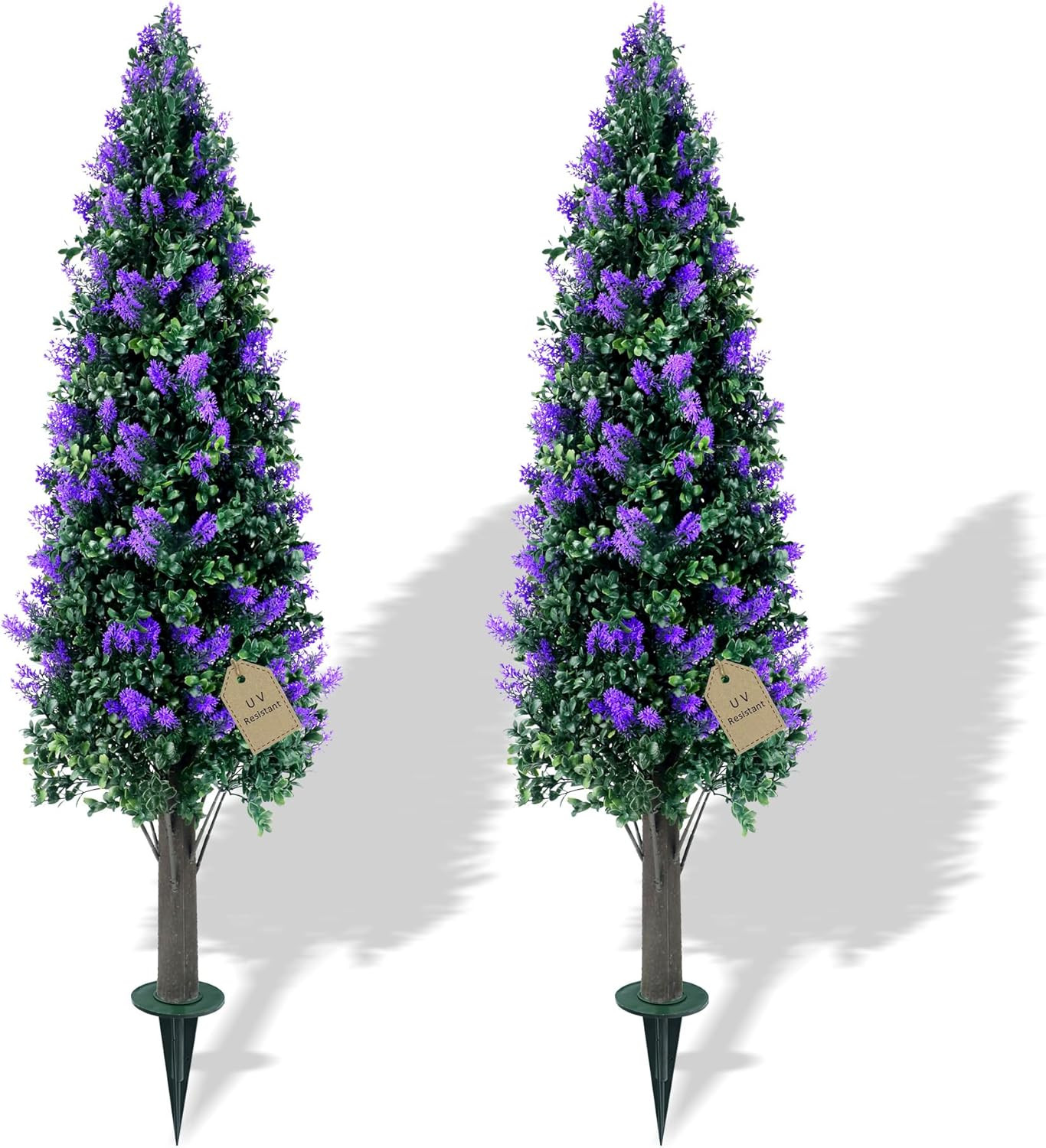 Set of 2 UV Resistant 3.3FT Artificial Lavender Topiary Trees for Indoor/Outdoor