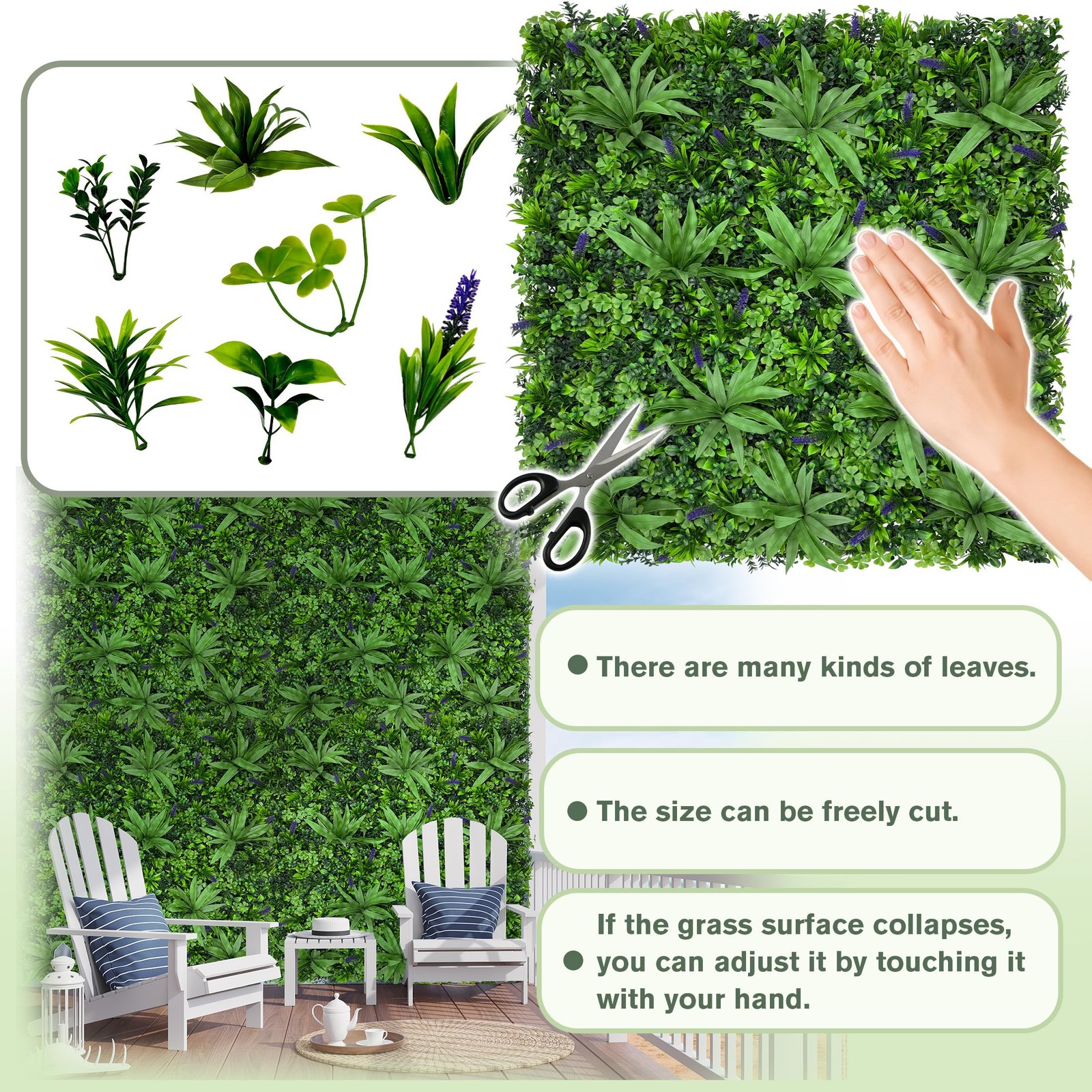 DOPGIB 48″x120″(40 SQFT), Artificial Green Grass Wall Boxwood Plant Roll