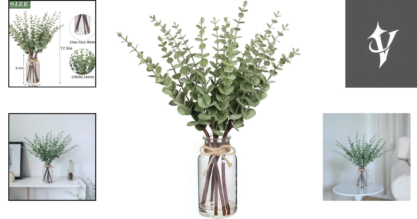 Realistic Artificial Eucalyptus in Glass Vase – Stylish Home and Gifting Decor