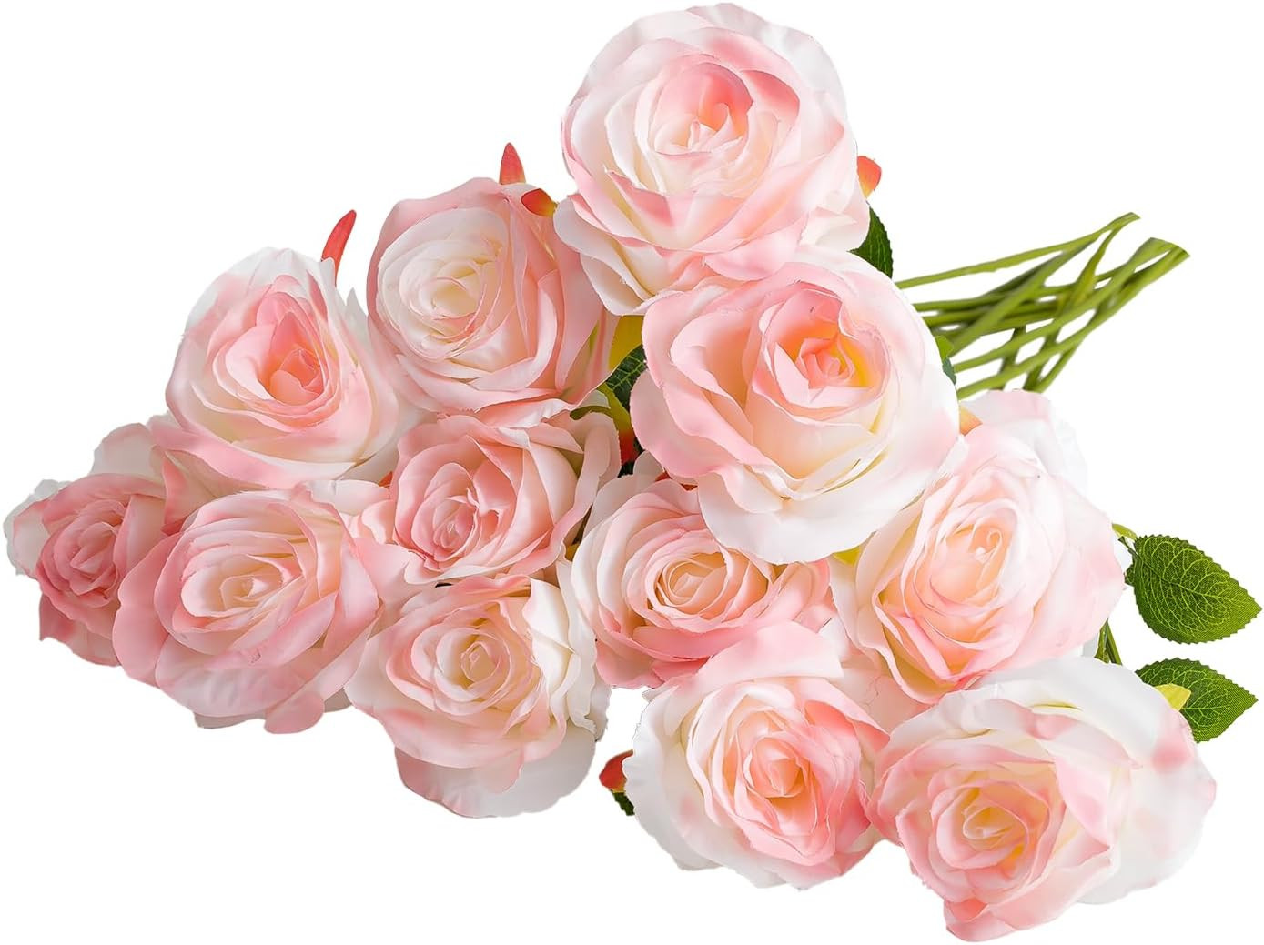 Pink Blue Mix Artificial Roses Fake Flowers Not Bend the Peduncle with Stems for