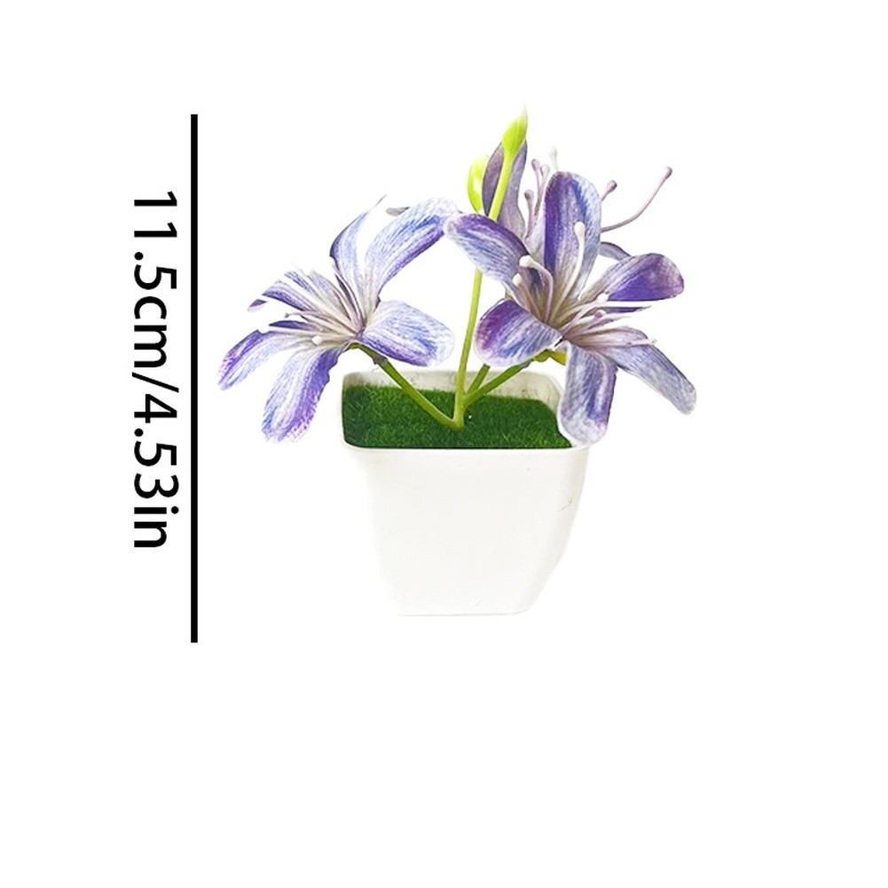 Artificial 3 Stem Jasmine in Small Pot for Modern Minimalist Home Office Decor
