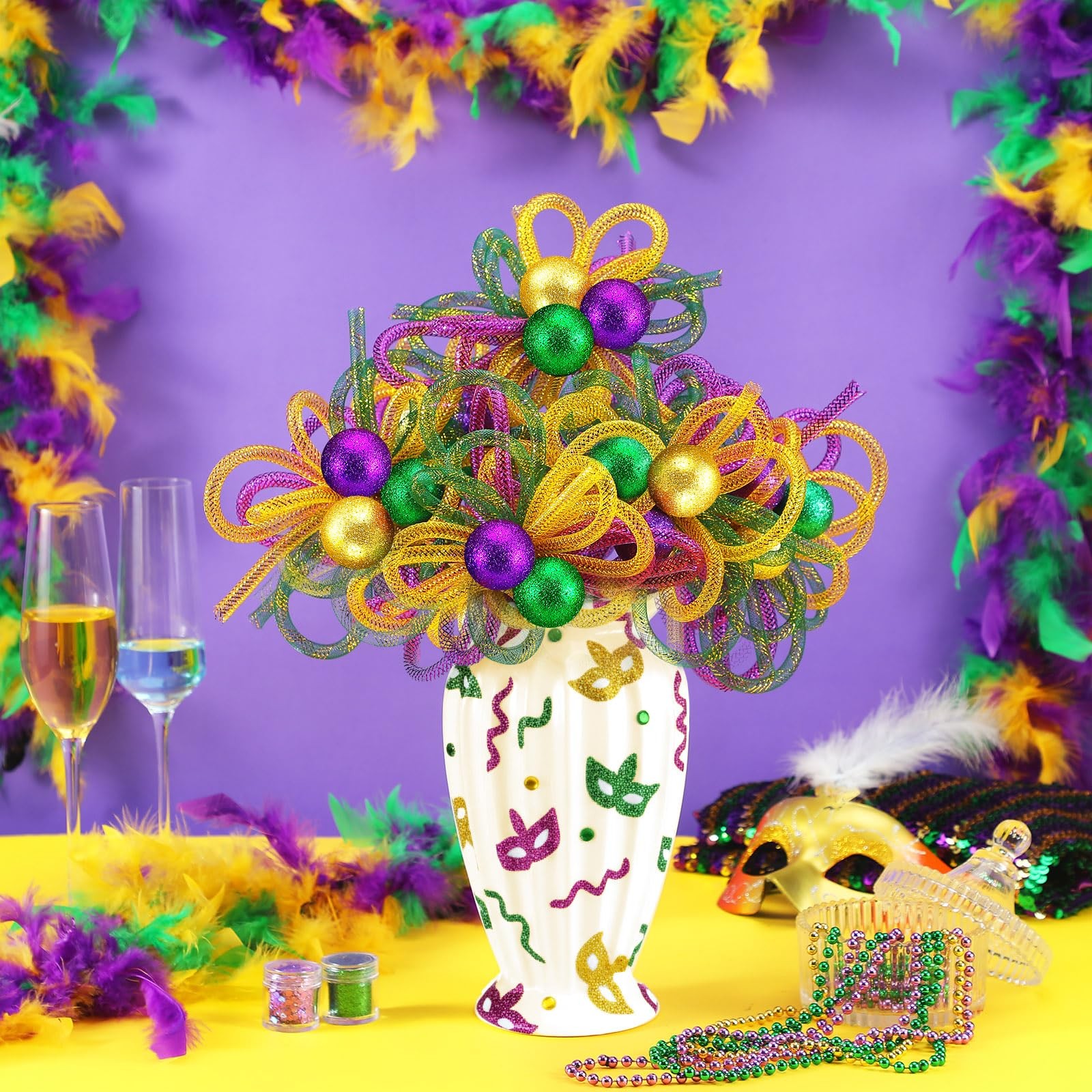 6 Pcs Mardi Gras Picks Decoration 13 Inch Mardi Gras Ornaments Purple Green Gold
