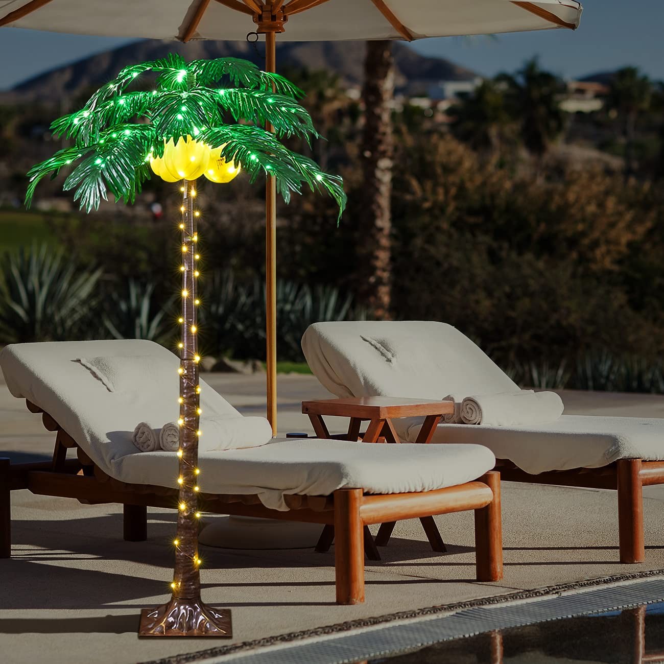 Lighted Palm Tree 5ft 208 Led Artificial Palm Tree Decor With Lighted Coconuts F