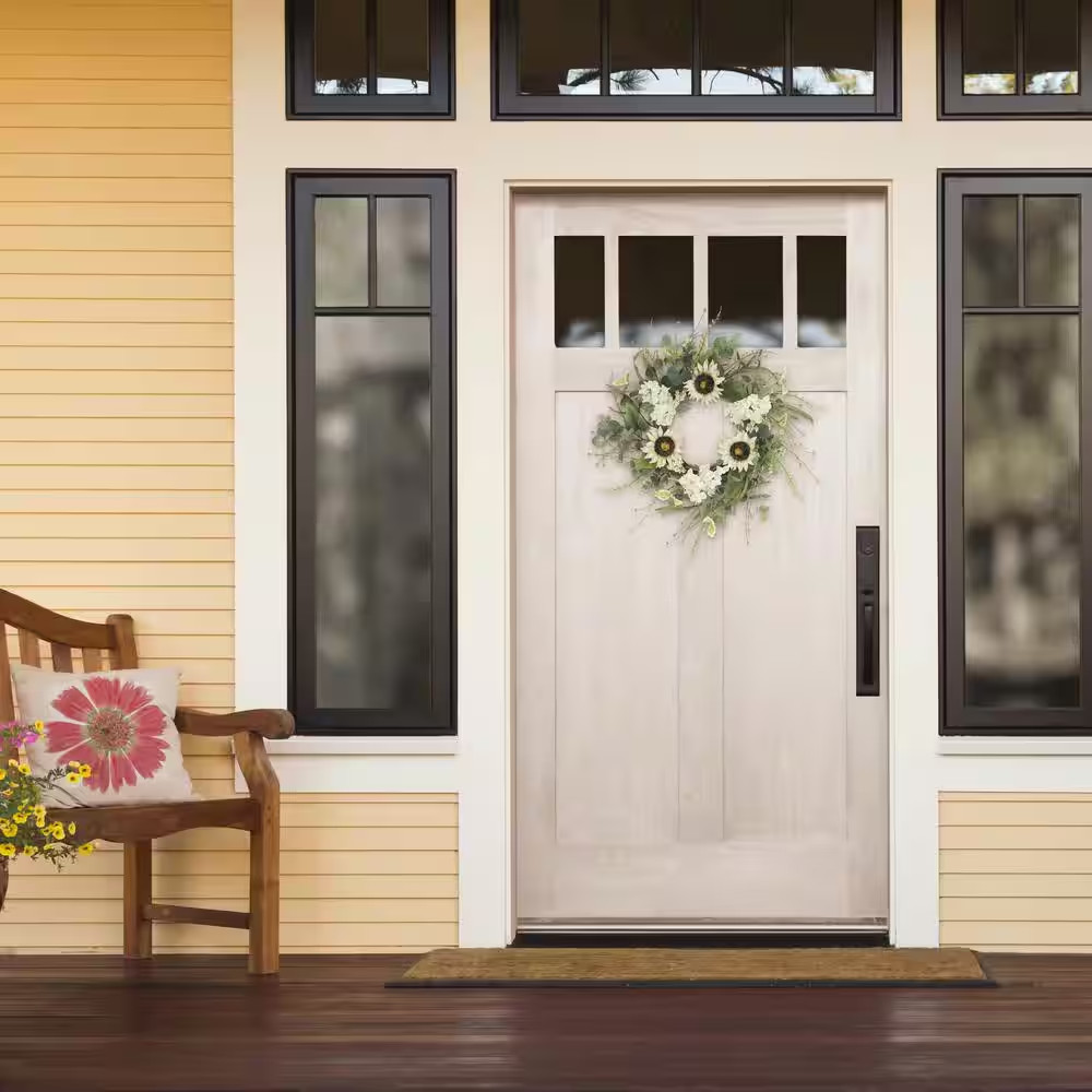 24 In. Artificial Sunflower and Hydrangea Floral Spring Wreath