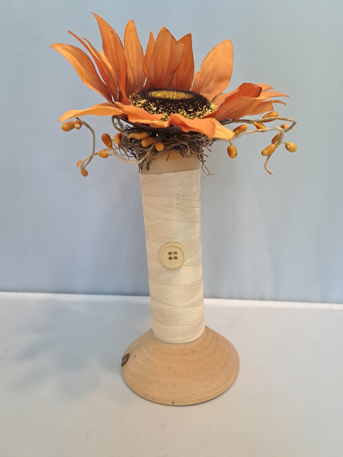 Lot of 7 Sunflower Fall Decor w/Lg Vintage Thread Spool Sewing Thread Home Decor