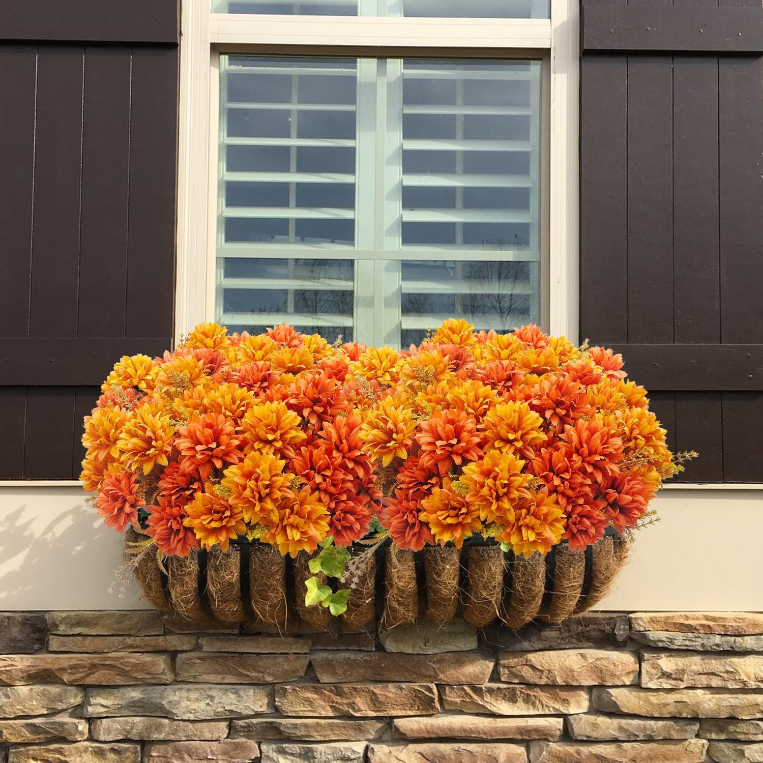 8 Bundles Fake Mums Artificial Fall Flowers Silk Chrysanthemums