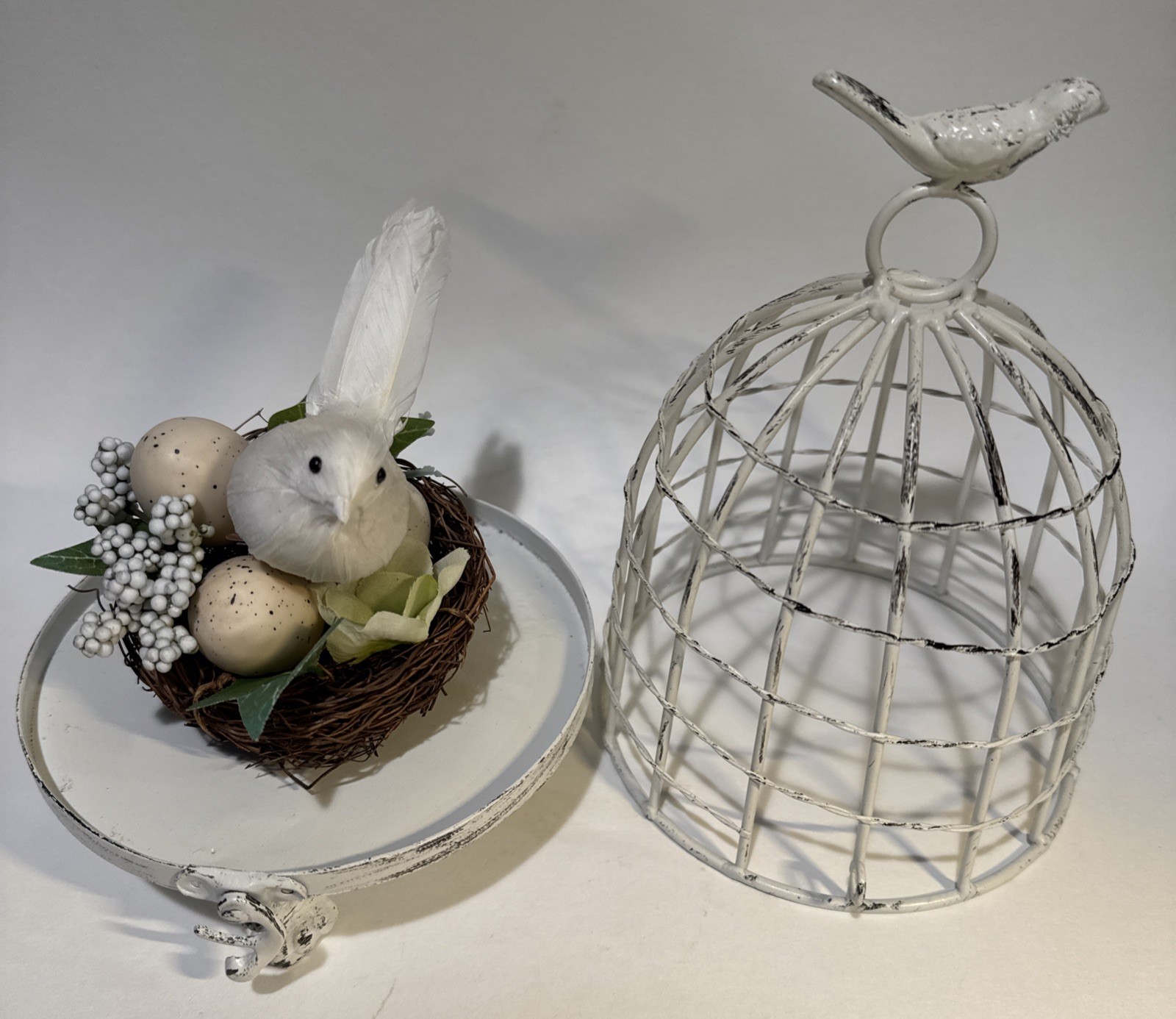 9″ Shabby Chic Decorative Birdcage Removable Nest Bird Display Farmhouse Decor