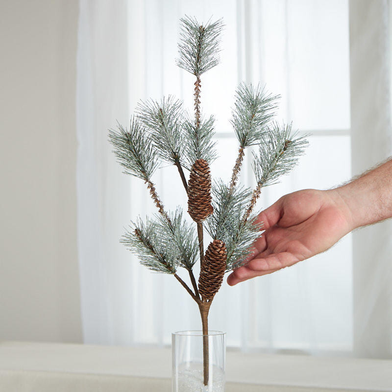 Set of 2 Winter Snowy 28″ Artificial Pine Sprays with Pinecones