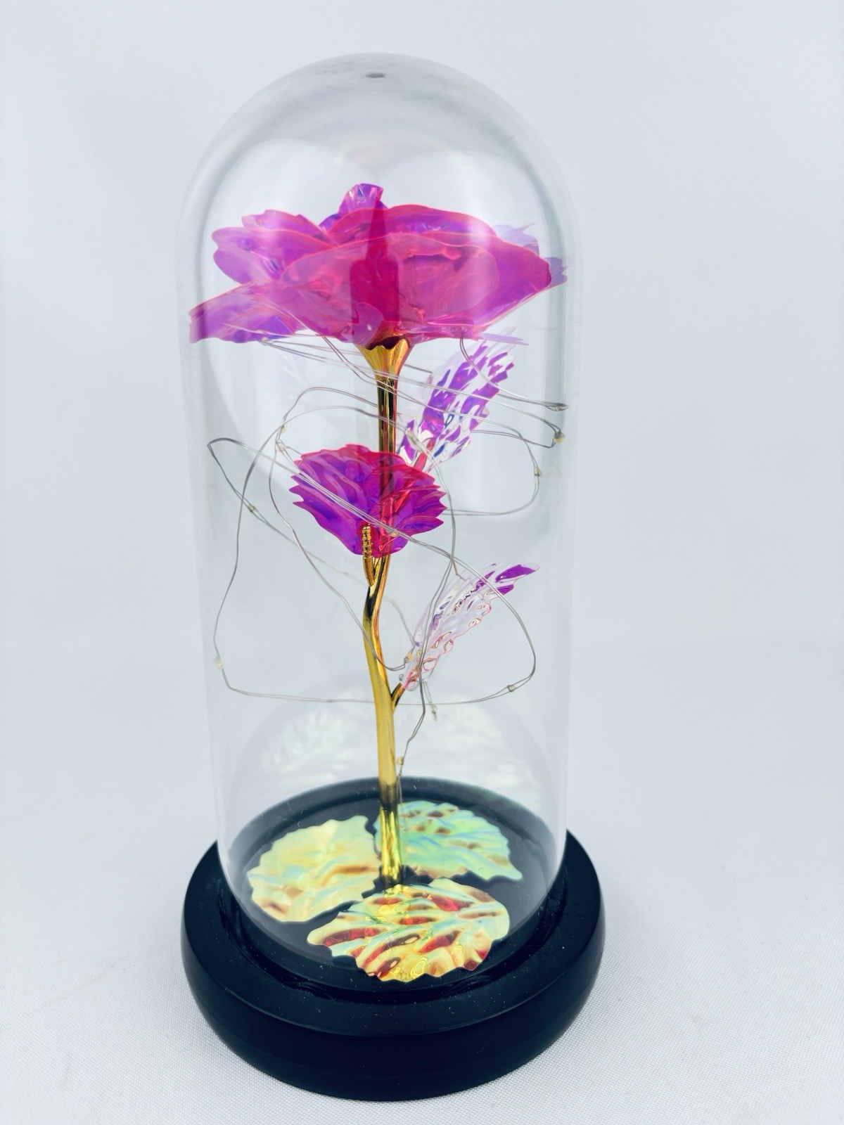 Enchanted Forever Rose Flower In Dome Glass LED Night Light Anniversaries Gift