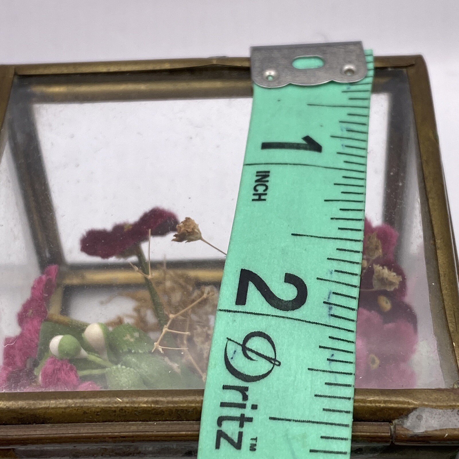 Velvet Flowers in Glass and Brass Box BB7