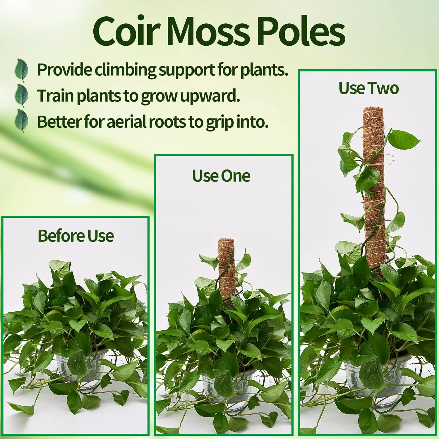 Eibikdi 6 Pcs Moss Pole Extending to 68 Inches for Plants Monstera, Plant Suppor