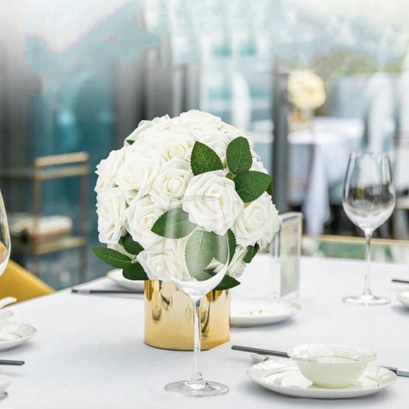 25PCS Artificial Foam Rose Flowers DIY Wedding Party Home Floral Decoration 7cm
