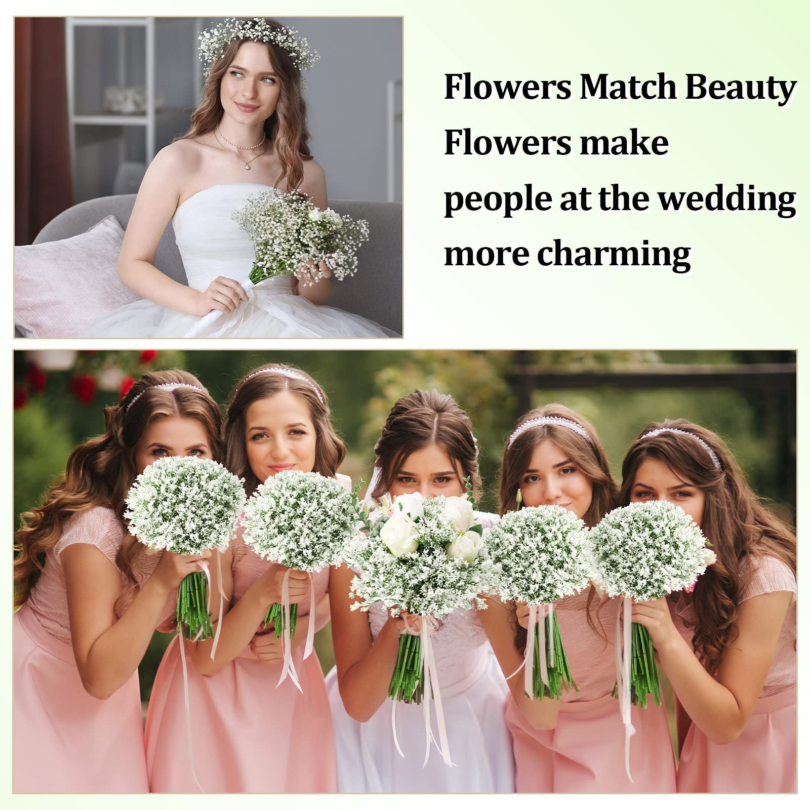 100 PCS Artificial Flowers Plastic Baby Breath Faux Gypsophila Bouquet