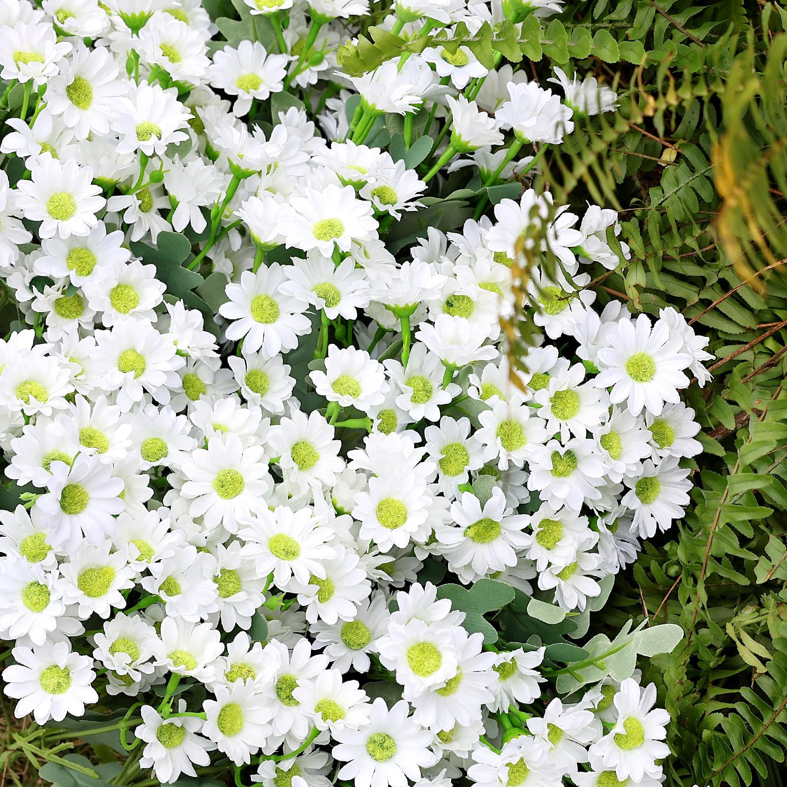 24 Bundles Artificial Daisy Flowers for Outdoor – Fake Mums Faux UV Resistant…