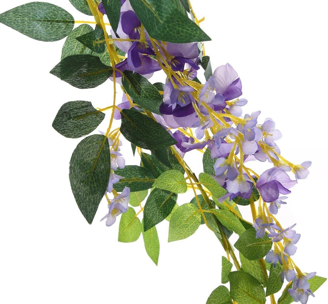 2Pcs 6.6Ft Artificial Flowers Vines Silk Wisteria Artificial Garlands Fake Ha…