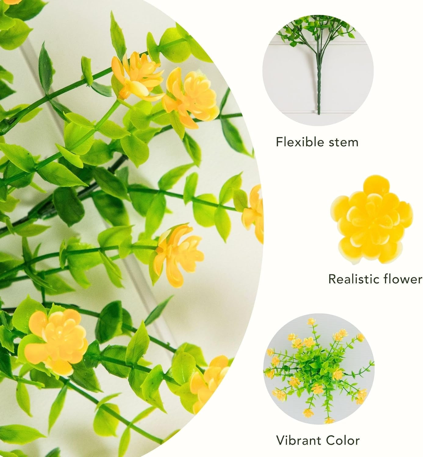 13In. UV Resistant Artificial Flowering Mini Rose Bush (Indoor/Outdoor) – Set of