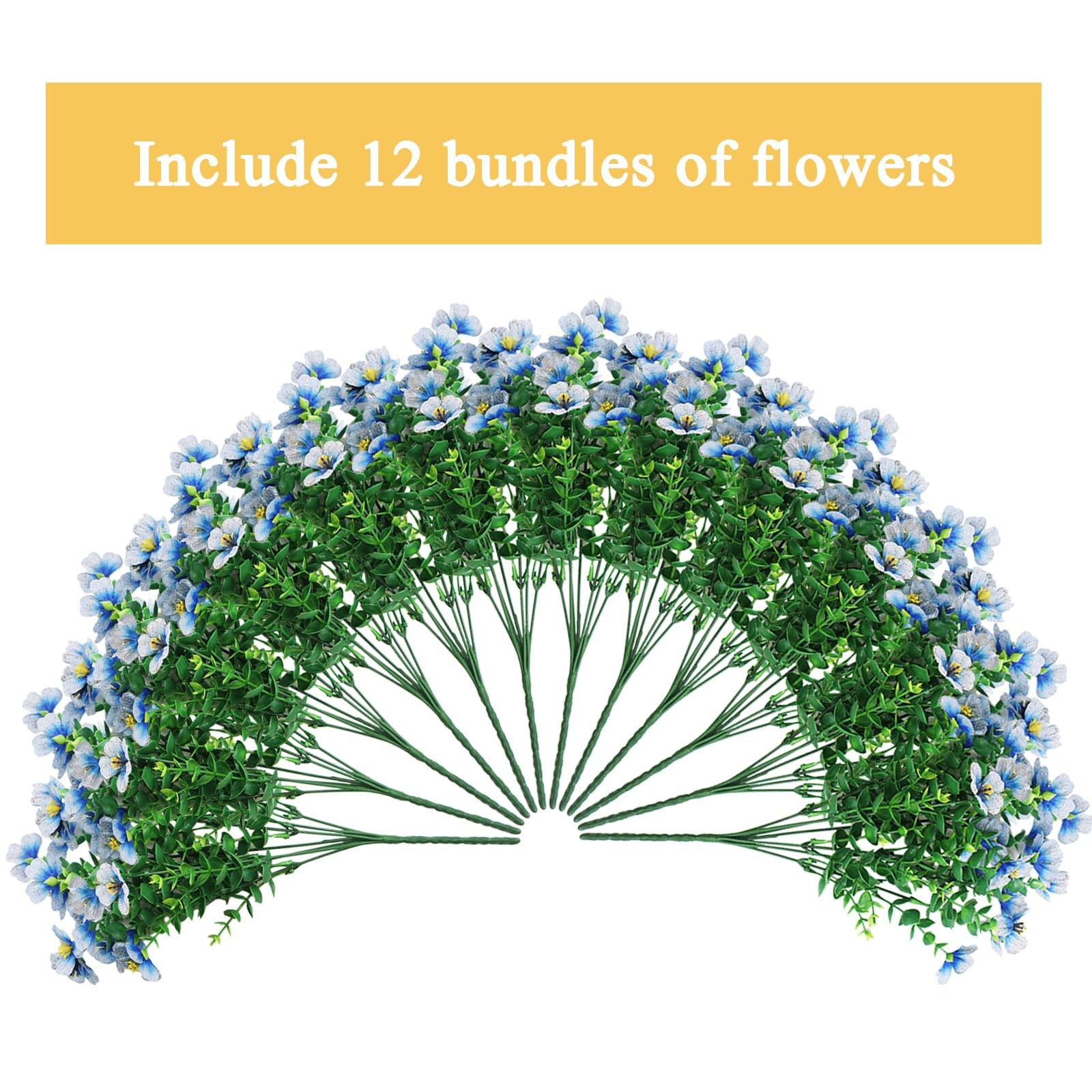 Artificial Flowers for Outdoors, 12 Bundles UV Resistant Artificial Outdoor F…
