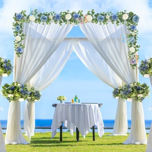 Eucalyptus Flower Garland 4-Pack – 5.9FT Faux Rose Greenery with Butterflies for