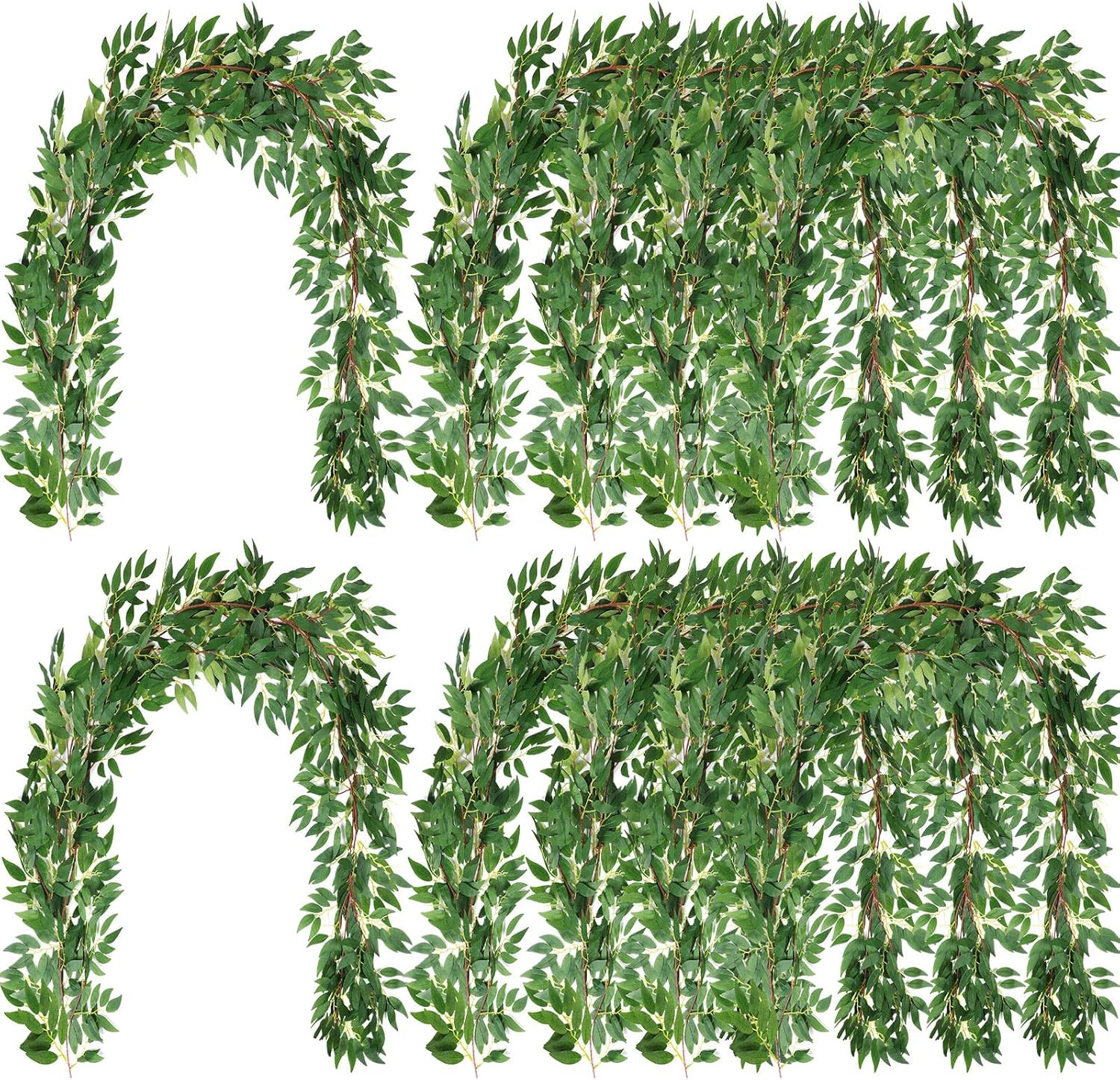 135Ft Faux Greenery Willow Leaf Garland for Wedding & Party Decor (48 Pack)