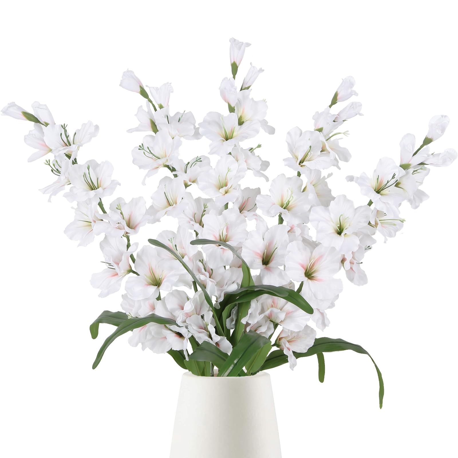 5PCS White Silk Gladiolus Long Stem Artificial Flowers, 33″ Height, Elegant R…