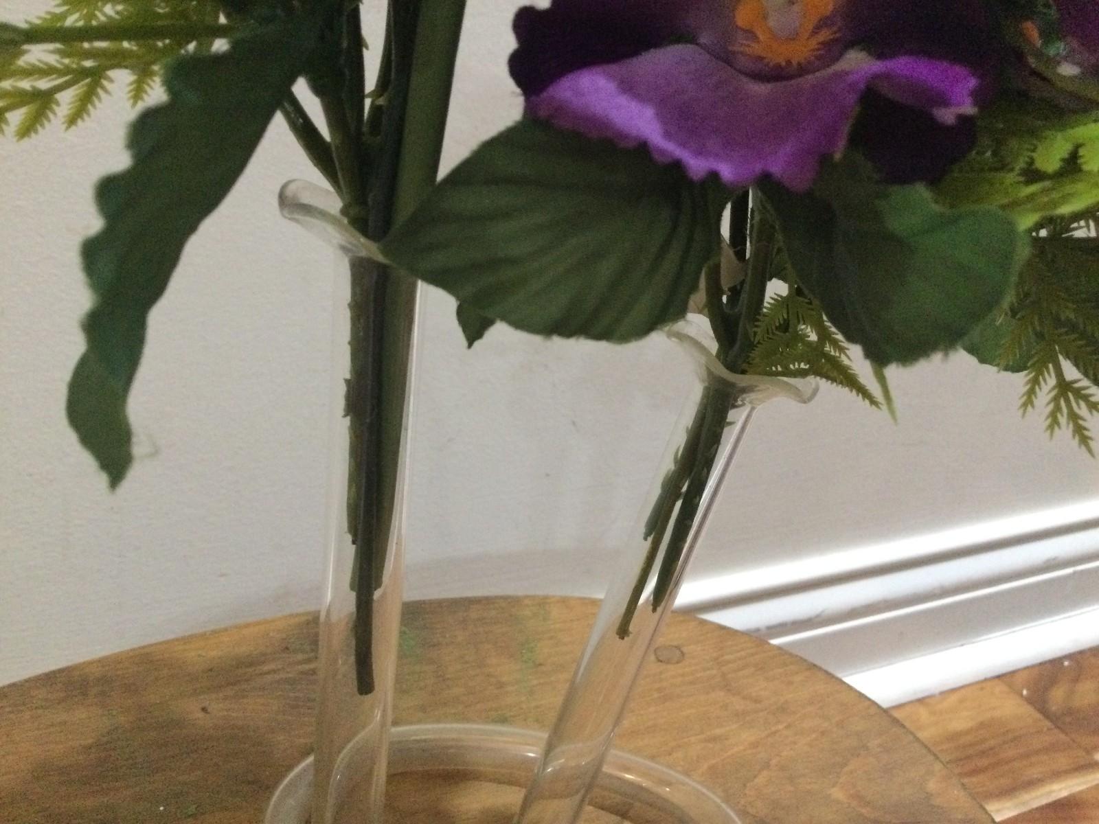 art. pansy arrangemen Double Tube Bud Clear Art HandBlown Glass Propagation Vase