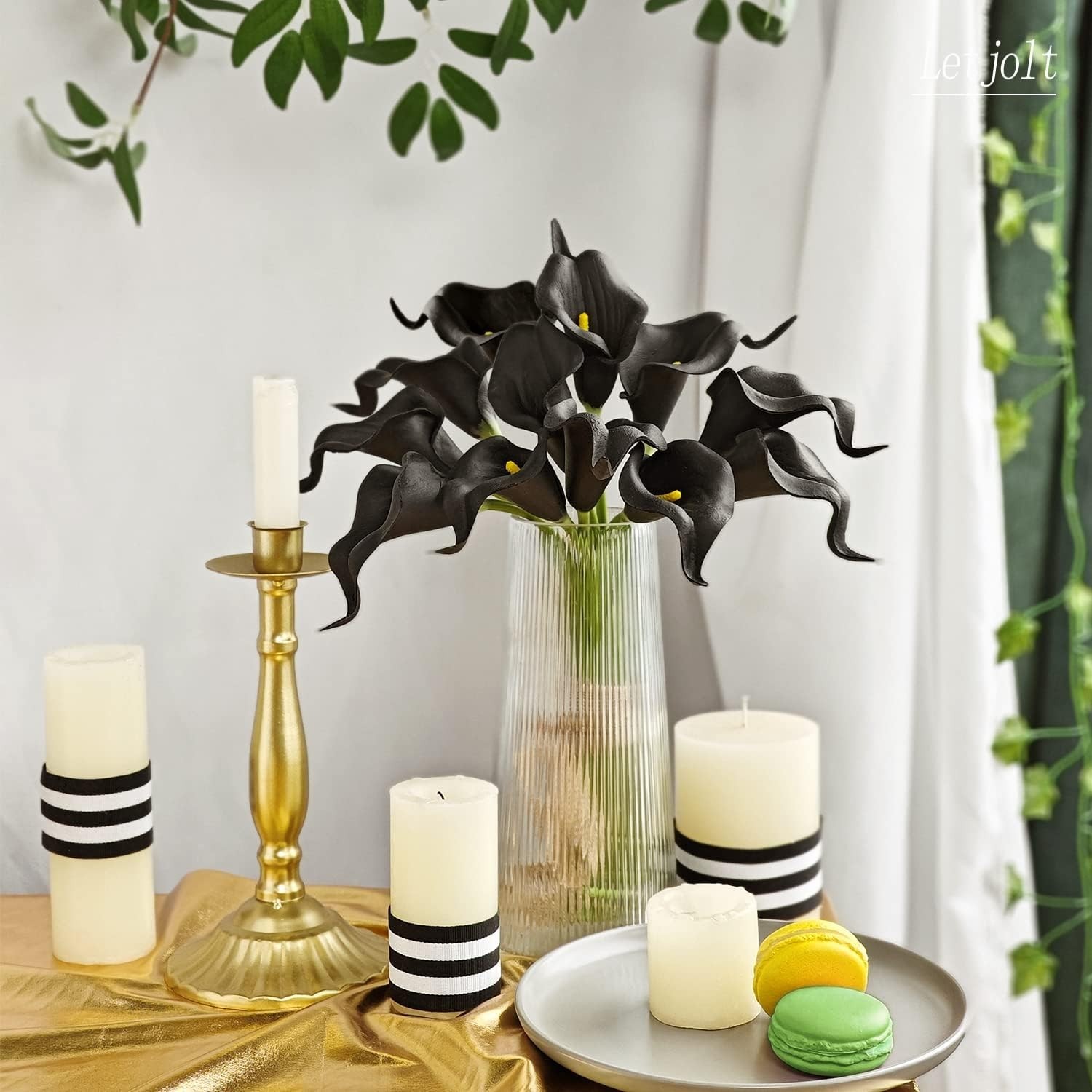 Realistic Black Calla Lilies – 12 Count for Weddings and Home Decoration