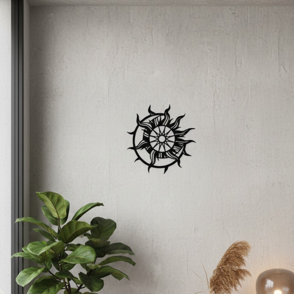 Modern Sun Metal Wall Art Hanging Interior Living Room Office Decor Masterpiece