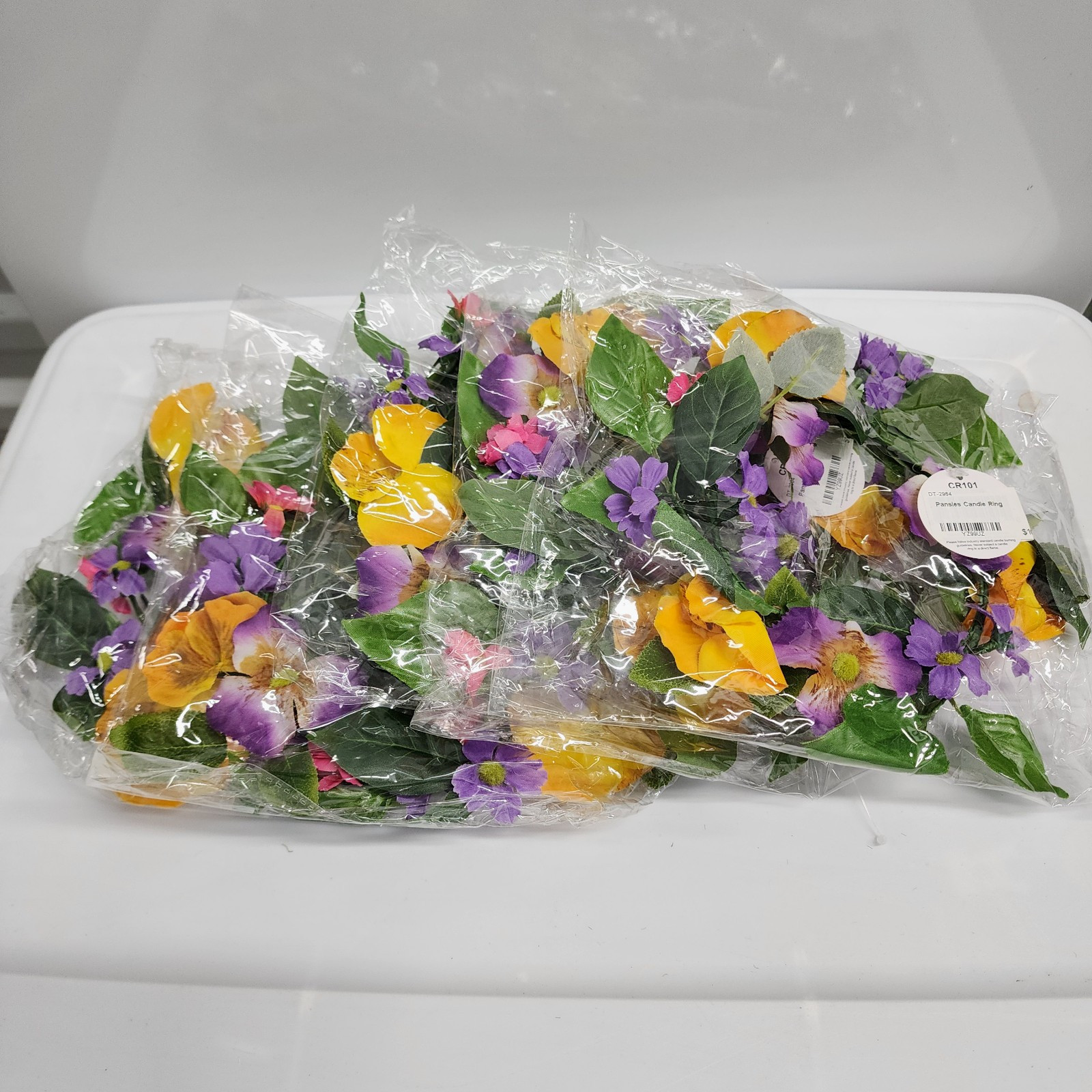 5 Crown of Pansies Candle Ring Wreath 5″ Center – Home, Wedding, Springs Decor